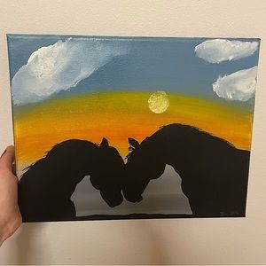 Hand Painted Horses in the Sunset Painting 🖼️